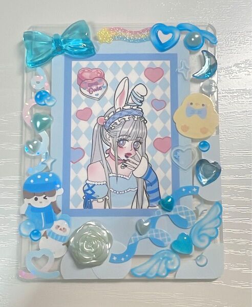 硬質ケース トレカケース デコケース コラージュ シール 水色