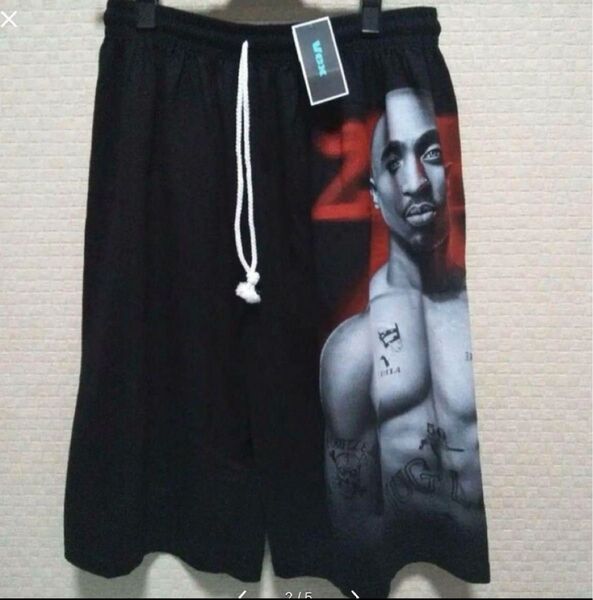 2PACグラフィック◆ハーフ・ショートパンツ◆HIPHP WESTCOAST◆HIPHOP ヒップホップ 2Pac ズボン 薄手