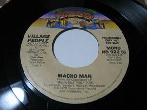 【7”】●白プロモ MONO/STEREO● VILLAGE PEOPLE / MACHO MAN US盤 ヴィレッジ・ピープル マッチョ・マン