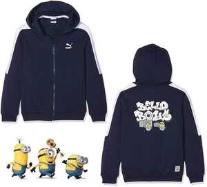  Puma Mini on z collaboration Kids full Zip hood Parker 128 navy navy blue Minions for children Junior man and woman use sweat f-ti-