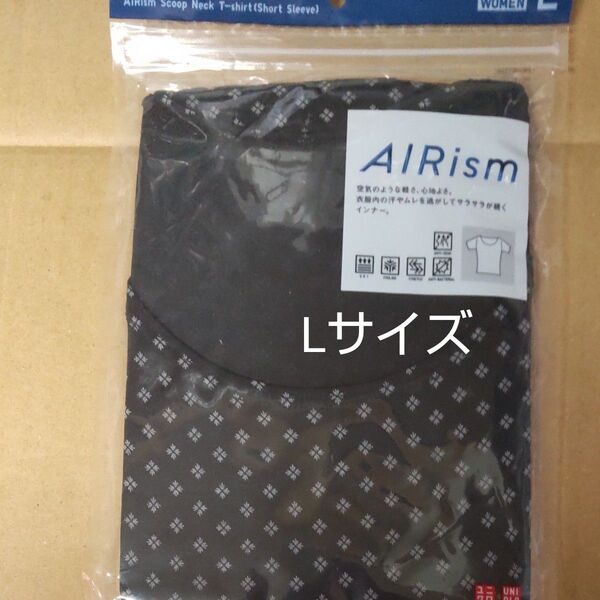 ユニクロ エアリズム 半袖Tシャツ レディースLサイズ、Uネック、柄物