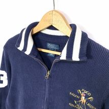 ■KIDS Polo by Ralph Lauren ラルフローレン ビッグポニー ナンバリング フルジップ コットンニット ジャケット/古着 アメカジ 子供服■_画像3