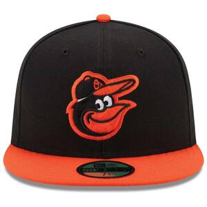 USA正規品 「7.1/2」 新品 Newera ニューエラ オーセンティック 59FIFTY 公式モデル Road ボルティモア ORIOLES オリオールズ 黒 オレンジ