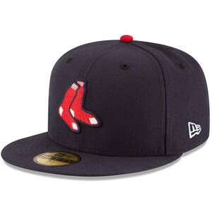 USA正規品 「7」 新品 Newera ニューエラ 59FIFTY オーセンティック 公式モデル REDSOX ボストン レッドソックス 紺 MLB 靴下 ALT