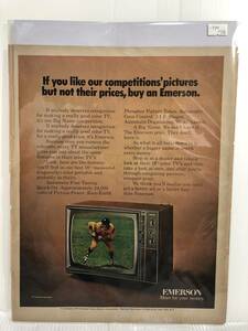 1970年10月16日号LIFE誌広告切り抜き【National Union Electric Corporation EMERSON/テレビ】アメリカ買い付け品70sビンテージインテリア