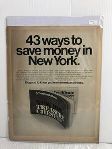 1970年7月10日号LIFE誌広告切り抜き【American Airlines/アメリカン航空】アメリカ買い付け品70sビンテージインテリアエアライングッズ