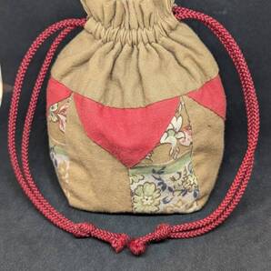 昭和時代の巾着袋 和風 日本 古布の巾着 昭和レトロ当時品 財布 バッグ 小物入 Showa retro drawstring purse japanese drawstring bag