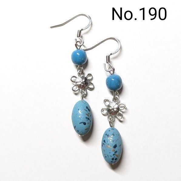 No.190 ハンドメイドピアス イヤリング 樹脂ピアス 練りトルコ シルバー アクセサリー