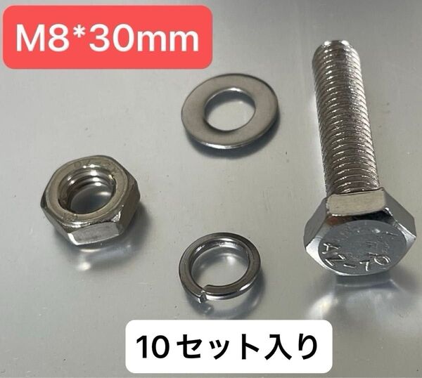 ネジ ステンレス製 M8*30mm 10セット入り