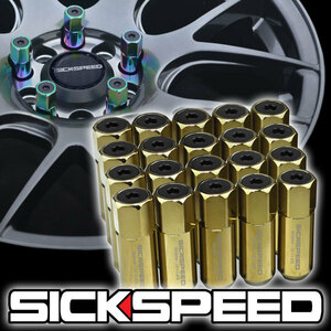 SICKSPEED　キャップ付きナット ゴールドクローム P1.25 60mm USDM シックスピード ホイールナット アルミナット ニッサン スズキ スバル