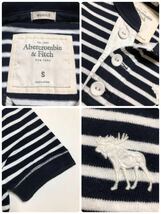 【良品】 Abercrombie & Fitch A&F アバクロンビー&フィッチ アイコン ヘンリーネック Tシャツ ボーダー ネイビー 白 サイズS 175/92Y 半袖_画像5