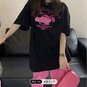 Shein さくらんぼ Tシャツ 韓国 刺繍 オーバーサイズシャツ