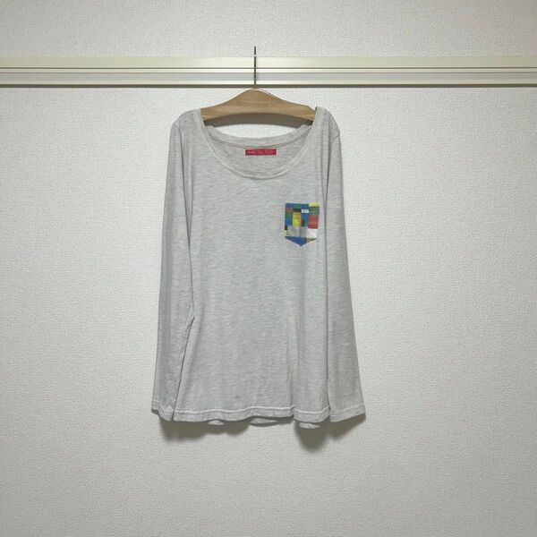 graniph チェック ポケット ロンT カットソー M