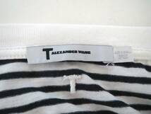 二点落札で送料無料！ A048 T by Alexander Wang アレキサンダーワン 半袖 カットソー XS レディース Tシャツ ボーダー ブラック トップス_画像6