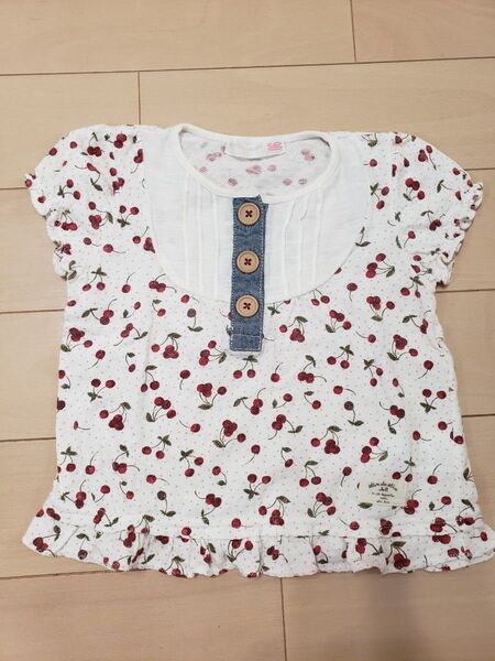 オリーブデオリーブドール 半袖 Tシャツ さくらんぼ柄 90cm