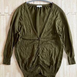 マッキントッシュフィロソフィー カーディガン シースルー 日焼け UV対策 sizeM Vネック カーキ