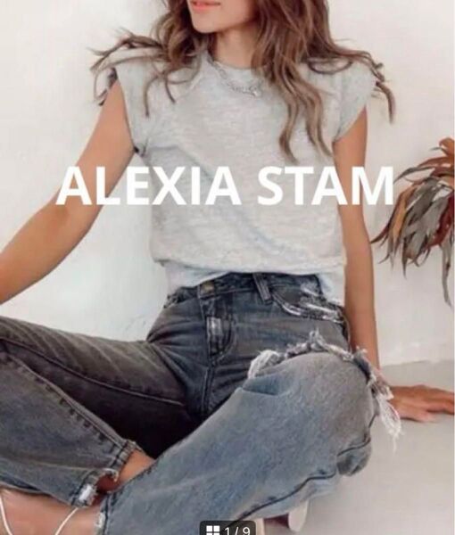ALEXIA STAM アリシアスタン スリーブレスパワーショルダートップス グレー