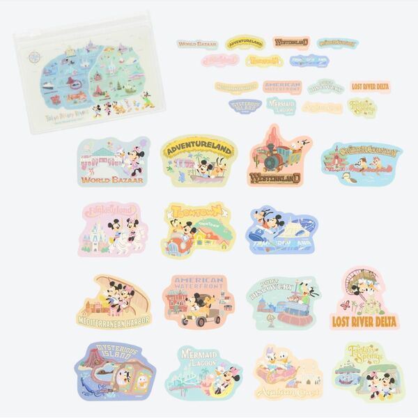 【新品未開封品】ディズニー ウェアドリームズカムトゥルー MAP GOODS シリーズ ステッカー&スライドジップケース