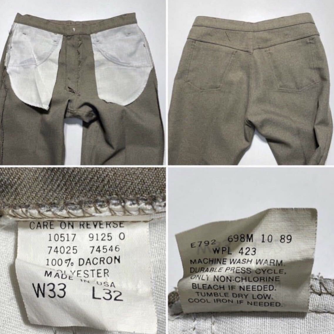 【W33/L32】80s Levi's 10517 9125 Polyester pants 80年代 リーバイス ポリエステルパンツ USA製 Y727 【W33/L32】80s Levi's 10517 9125 Polyester pants 80年代 リーバイス ポリエステルパンツ USA製 Y727