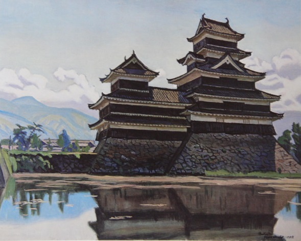 Ishii Hakutei, Matsumoto Castle, Limited edition, rare large-format collotype, Shinshu Masterpieces, Brand new with high-quality frame, free shipping, maca, Painting, Oil painting, Nature, Landscape painting