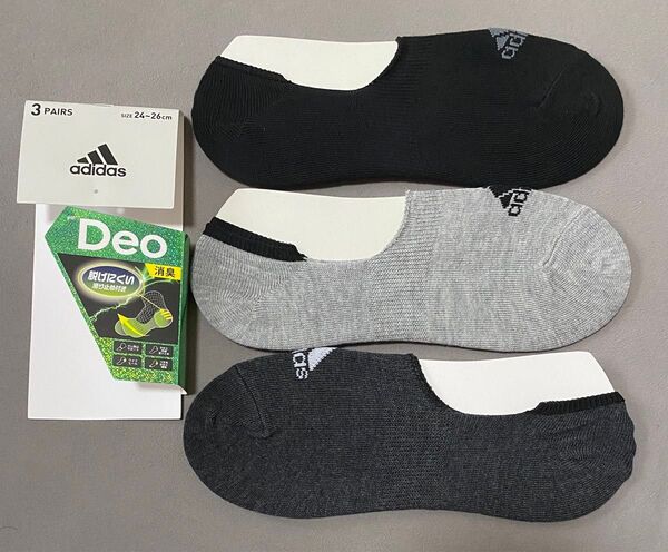 adidas アディダス フットカバー スニーカーソックス 消臭 24〜26cm 3足