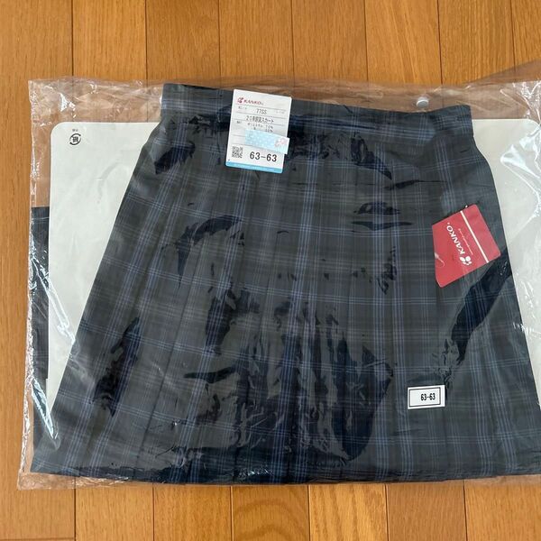 新品 未使用 カンコー 夏用 チェック スクールスカート 紺 学生服 ネイビー プリーツ 制服