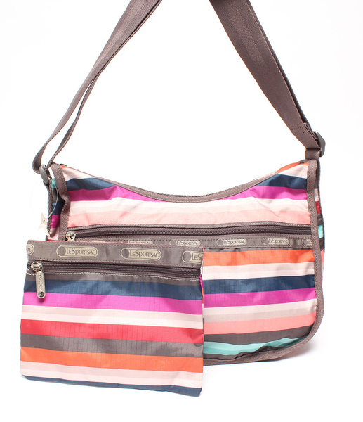 Ω 新品 ポーチ付き!■ LeSportsac レスポートサック ■ ストライプ柄 ショルダーバッグ ■ レインボー マルチカラー系 ■ 送料無料!