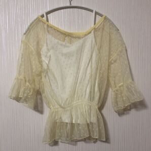 未使用 M レース トップス キャミソール付 透け ブラウス レディース ファッション 衣類 服