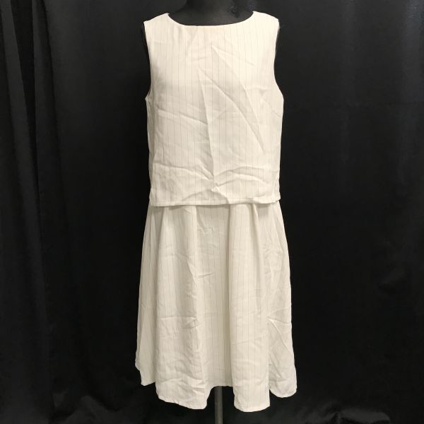 OPAQUE.CLIP/オペークドットクリップ★ノースリーブワンピース【L/white/白/ストライプ柄】Tops/Shirts◆BH891