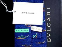 ★☆*:.*:K1327美品 【BVLGARI】ブルガリ ～ カヌー・船 柄～「最高級セッテピエゲ」 ネクタイ_画像2