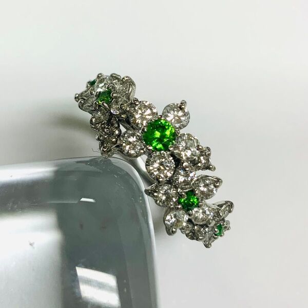PT900 デマントイドガーネット0.18ct ダイヤ0.82ctリング 7号