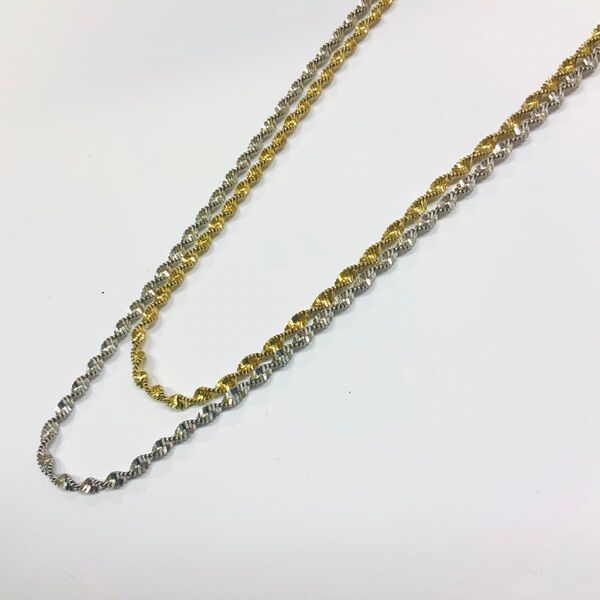 イタリー silver925 シルバーゴールドコーティング クリスクロス 太め チェーン ネックレス セット
