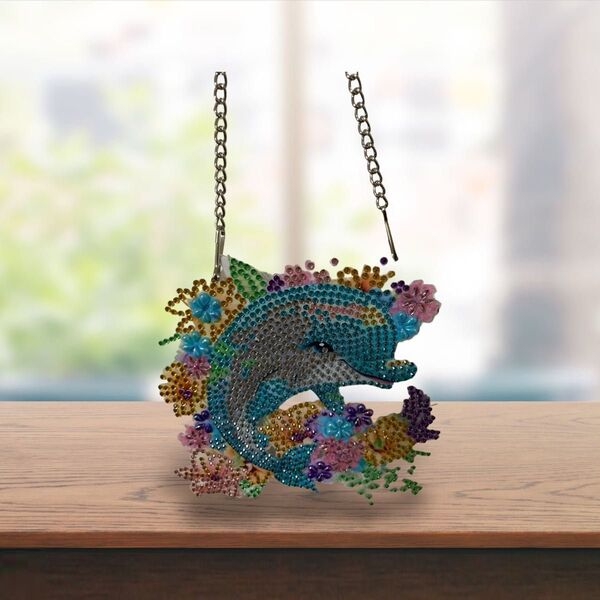 かわいいイルカのジャンプダイヤモンドビーズアート(完成品)