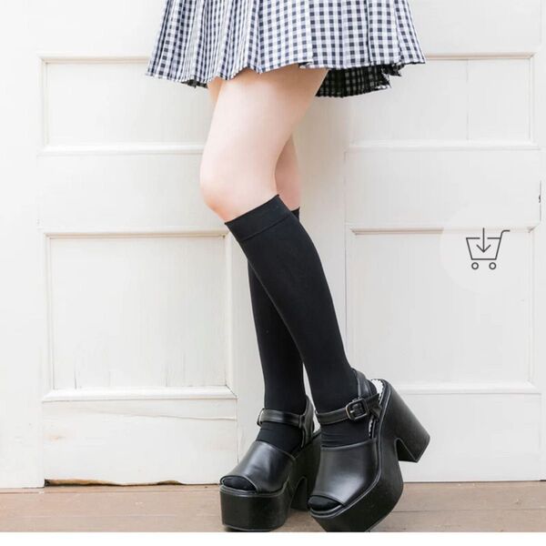 夢展望 Dear My Love ガーリー ハイソックス 黒 定価¥590