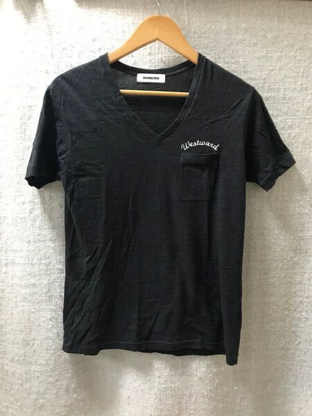 ◆美品◆ユナイテッドアローズ モンキータイムmonkey time ポケットTシャツ 黒 半袖 ロゴ