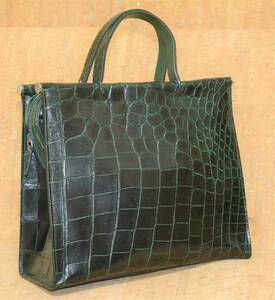  быстрое решение высший класс крокодил кожаная сумка сумка * Италия производства коврик черный ko темно-зеленый темно-зеленый 