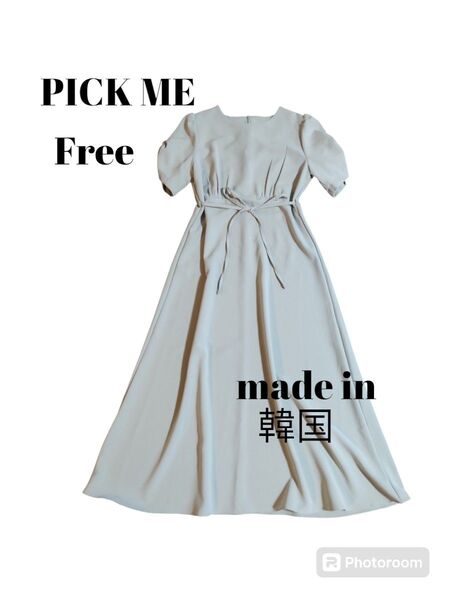 PICK ME 韓国 ロングワンピース ミントグリーン くすみグリーン ピスタチオカラー made in 韓国 ワンピース