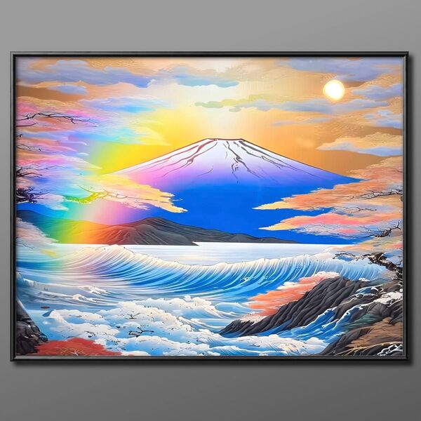 開運富士山 運気をアップさせる 額付き 開運エネルギーを引き寄せるグラフィックアート