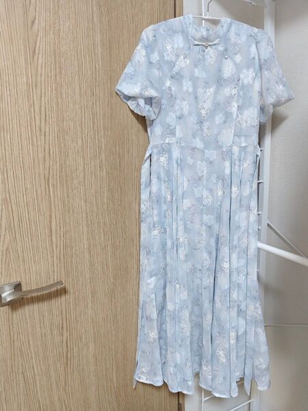 レディース ロングワンピース 花柄 半袖 新品 M