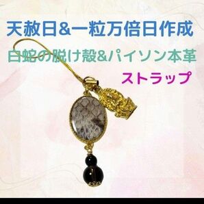 《421》 白蛇の脱け殻&パイソン本革 ストラップ