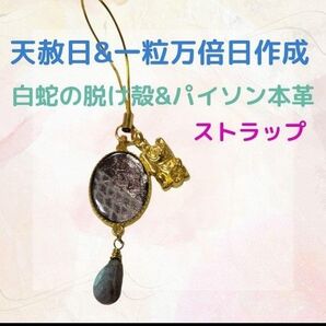 《426》 白蛇の脱け殻&パイソン本革 ストラップ