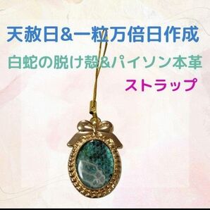 《428》 白蛇の脱け殻&パイソン本革 ストラップ