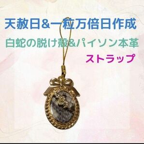 《431》 白蛇の脱け殻&パイソン本革 ストラップ