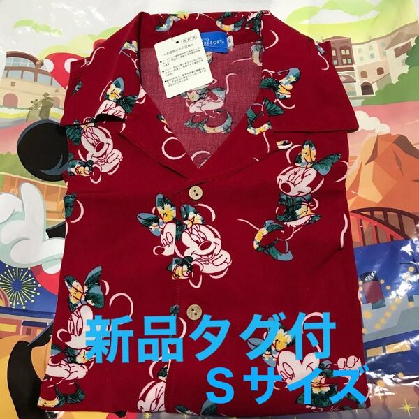 新品タグ付 ディズニー ミニー アロハシャツ 赤 Sサイズ 現地 販売終了