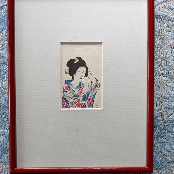 【模写】竹久夢二 髪ゆう女 木版画
