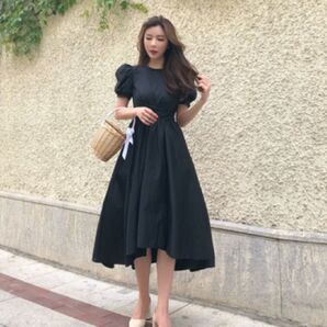 新品 バックリボン テールカット ワンピース ブラック