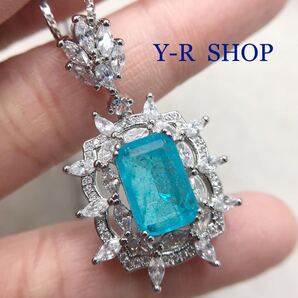 パライバトルマリン風カラーストーンとホワイトトパーズのクラシカルデザインペンダント★レディースネックレスシルバーアクセサリー新品