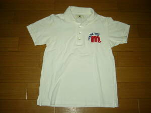M エム 鹿の子 ポロシャツ S 白 ステッチ刺繍 ロゴ TMT
