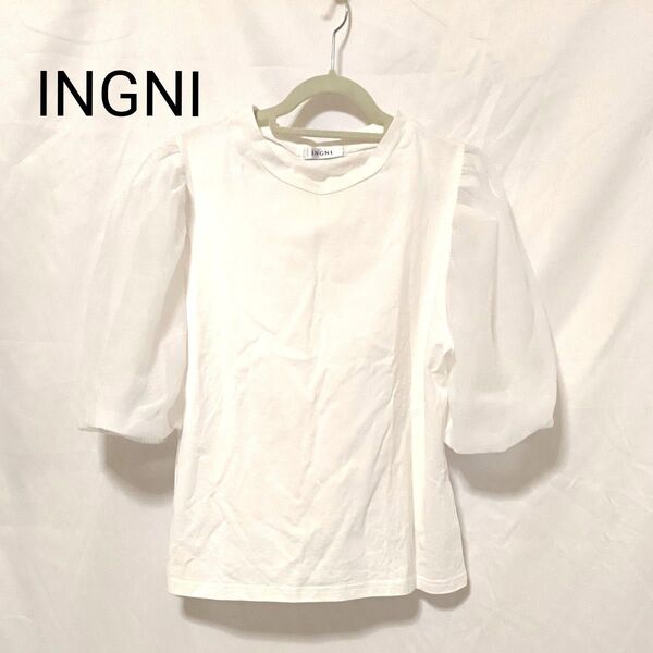 INGNI レディース トップス カットソー ホワイト 半袖 バルーン袖