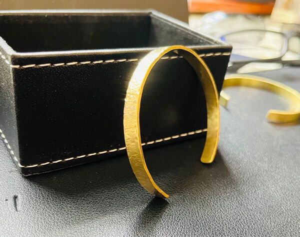真鍮 バングル 槌目 レディース・メンズ ハンドメイド